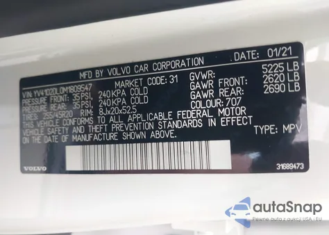 2021 Volvo Xc60 T5 Inscription from USA, damaged, VIN YV4102DL0M1809547